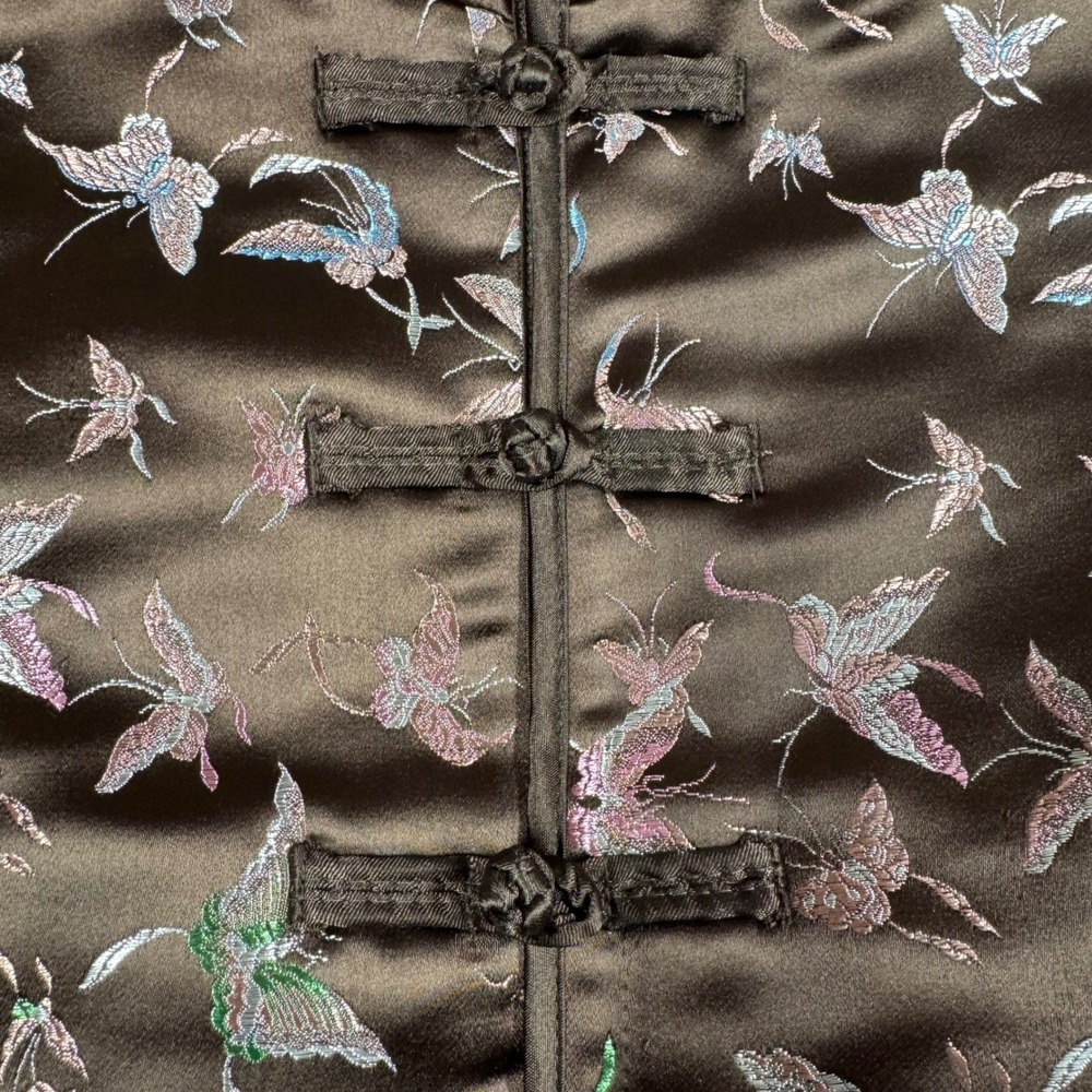 Old Navy Asian Style Butterfly‎ Print Jacket Women's Large Brown Y2K Vintage - Picture 2 of 11